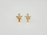 14K Yellow Gold 7x5 mm .01 CTW Natural Diamond Cross Earrings