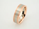 14K Rose/White 6 mm Flat Band with Satin Finish