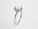 Sterling Silver Cultured White Freshwater Pearl & 3/8 CTW Natural Diamond Ring