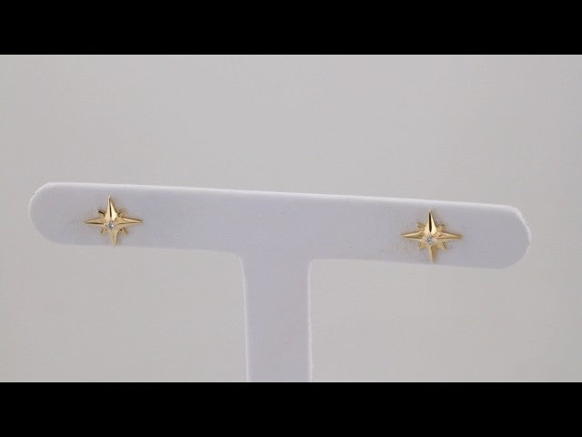 14K Yellow Gold .03 CTW Natural Diamond Star Earrings  