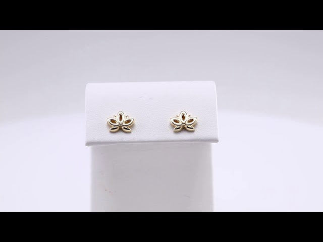 14K Yellow Lotus Earrings