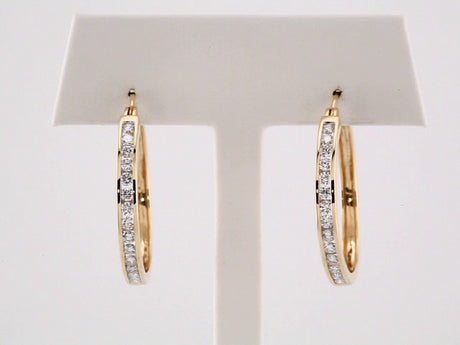 14K Yellow Gold 1 CTW Natural Diamond Hoop Earrings