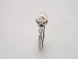Sterling Silver Cultured White Freshwater Pearl & .02 CTW Natural Diamond Ring