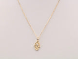 14K Yellow Gold .03 CTW Natural Diamond Hamsa 16-18" Necklace 