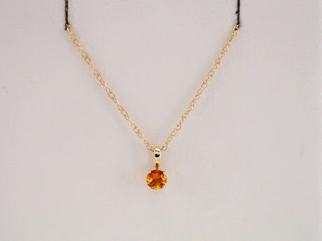 14K Yellow 3 mm Natural Citrine Youth Solitaire 14" Necklace