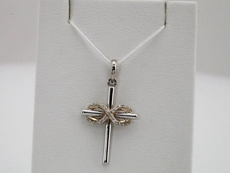 14K White/Yellow Gold .06 CTW Natural Diamond Infinity-Inspired Cross Pendant