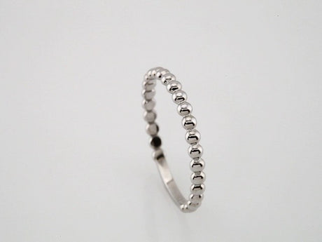 14K White Gold 2 mm Stackable Beaded Ring