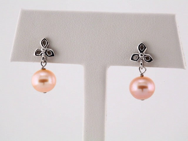 Sterling Silver Cultured Pink Freshwater Pearl Dangle Earrings