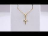 14K Yellow .03 CTW Natural Diamond Petite Vintage-Inspired 16-18" Cross Necklace