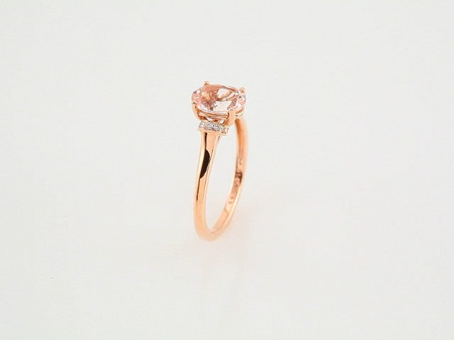 14K Rose Natural Pink Morganite & .05 CTW Natural Diamond Ring