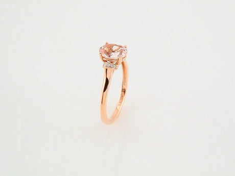 14K Rose Natural Pink Morganite & .05 CTW Natural Diamond Ring