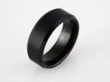 Black Immerse-Plated Tungsten 8 mm Beveled-Edge Inlay Comfort-Fit Band Size 7