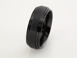 Black Titanium 8 mm Double Stepped-Edge Band Size 8