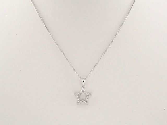 14K White 1/8 CTW Diamond Petite Star 16" Necklace