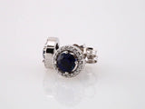 14K White Gold Natural Blue Sapphire & 1/10 CTW Natural Diamond Earrings