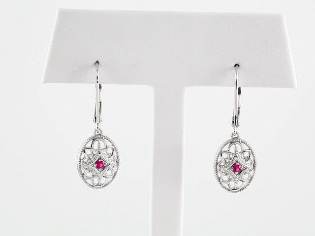 Sterling Silver Natural Ruby Lever Back Earrings