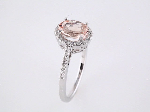 14K White Natural Morganite & 1/5 CTW Natural Diamond Ring