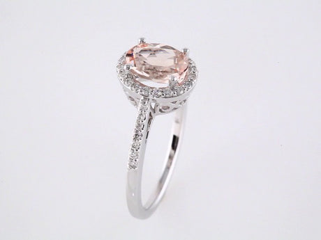 14K White Natural Morganite & 1/5 CTW Natural Diamond Ring