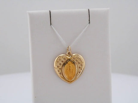 14K Yellow 20x20 mm Heart Miraculous Medal