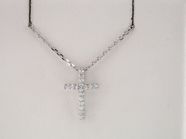 14K White Gold .08 CTW Natural Diamond Petite Cross 16" Necklace
