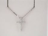 14K White Gold .08 CTW Natural Diamond Petite Cross 16" Necklace