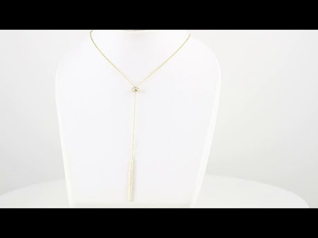 14K Yellow Gold 1/4 CTW Natural Diamond Bar 15-17" Y Necklace