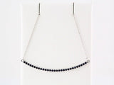 14K White Natural Blue Sapphire Bar 16-18" Necklace