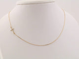 14K Yellow Gold .04 CTW Natural Diamond Off-Center Sideways Cross 16" Necklace  