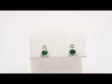 Sterling Silver 3 mm Lab-Grown Emerald & .03 CTW Natural Diamond Earrings