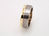 14K White/Yellow 6.75 mm Flat Edge Band with Polished & Satin Finish