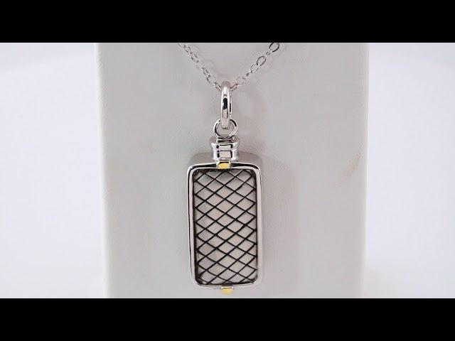 Sterling Silver Rectangle Ash Holder 18" Necklace