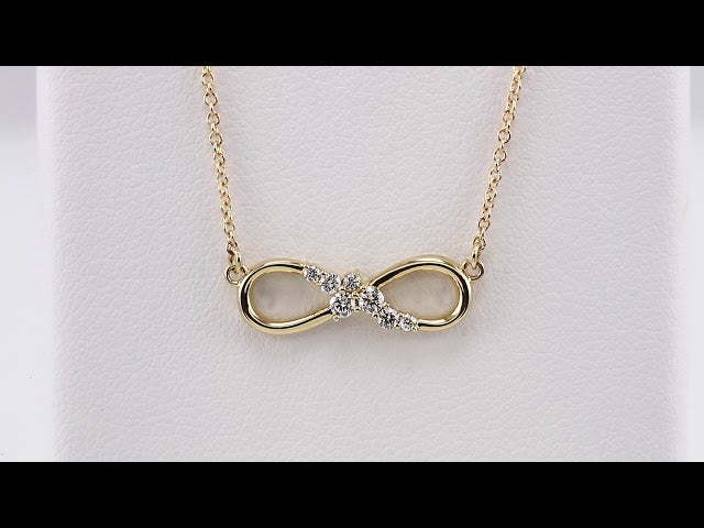 14K Yellow 1/8 CTW Natural Diamond Infinity-Inspired Bar 18" Necklace