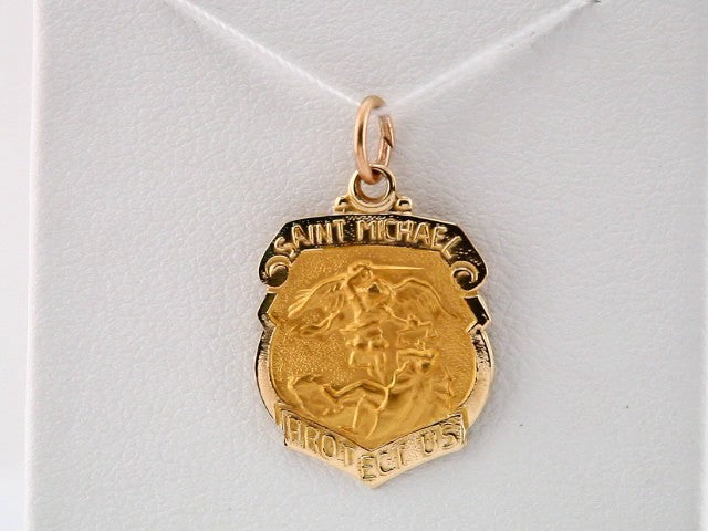 14K Yellow Gold 16.5x14 mm St. Michael Medal 
