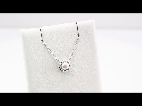 Sterling Silver Cultured White Freshwater Pearl 18" Necklace