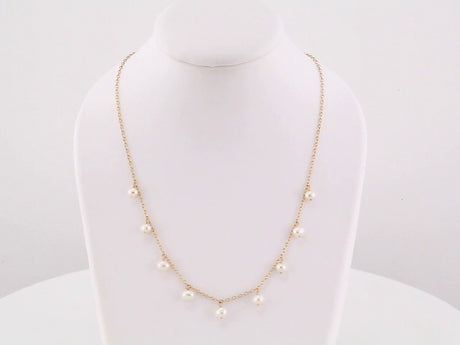 14K Yellow Gold Cultured White Freshwater Pearl 18" Necklace