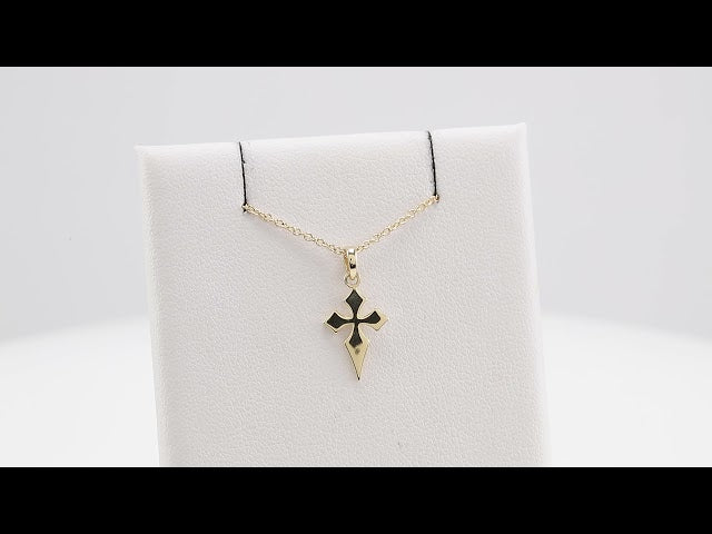 14K Yellow 18.3x9 mm Cross 16-18" Necklace