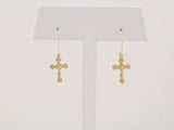 14K Yellow 25x9 mm Crucifix Earrings