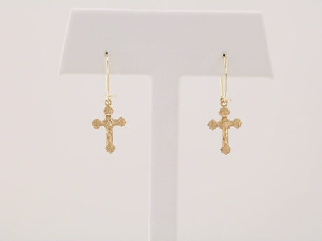 14K Yellow 25x9 mm Crucifix Earrings