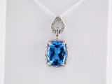 14K White Natural Swiss Blue Topaz & .025 CTW Natural Diamond Pendant