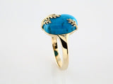 14K Yellow 14x10 mm Chinese Natura Turquoise Leaf Design Ring