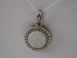 14K White Natural White Opal Pendant