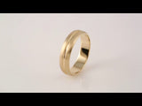 14K Yellow Gold 5 mm Grooved Comfort-Fit Half Round Band Size 8.5