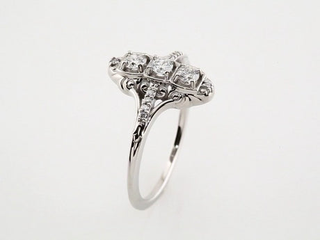 14K White 1/3 CTW Natural Diamond Vintage-Inspired Ring
