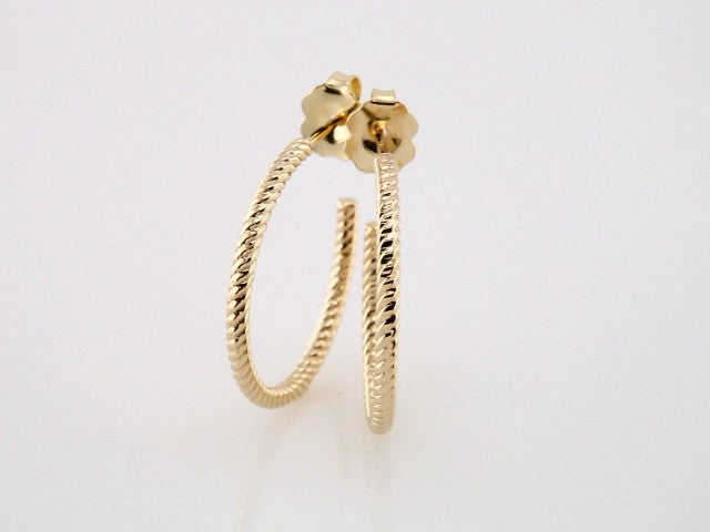 14K Yellow Gold Rope 21 mm Hoop Earrings