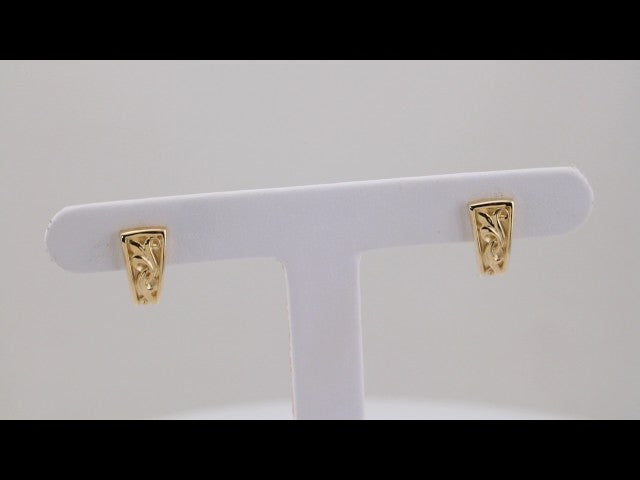 14K Yellow Vintage-Inspired J-Hoop Earrings