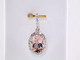 14K White Natural Pink Morganite & 1/6 CTW Natural Diamond Pendant