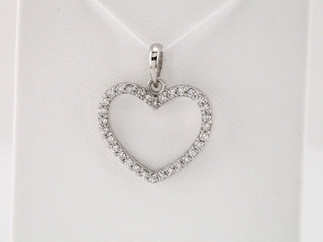 14K White 1/5 CTW Natural Diamond Heart Pendant