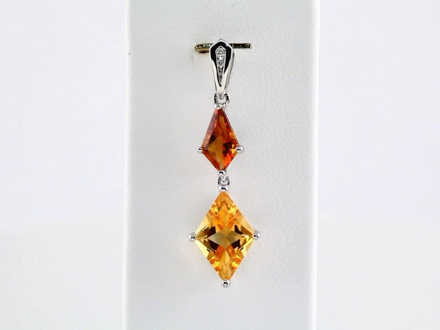 Sterling Silver Natural Madeira, Natural Citrine & .025 CTW Natural Diamond Pendant