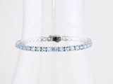 14K White Natural Sky Blue Topaz 7 1/4" Line Bracelet