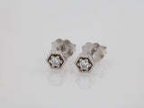 14K White 1/8 CTW Natural Diamond Hexagon Stud Earrings